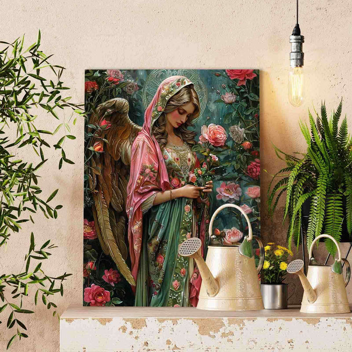 Rose-Clad Angel in Prayer Paint by Numbers