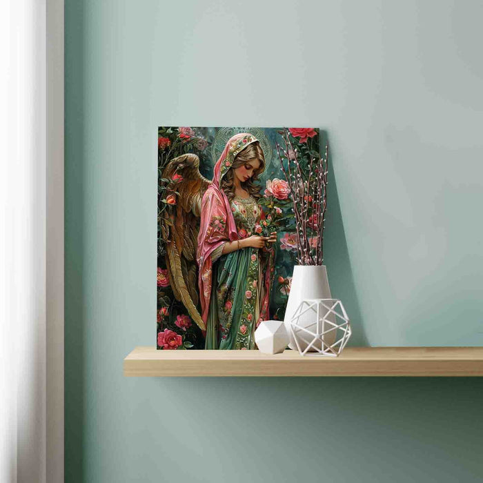 Rose-Clad Angel in Prayer Paint by Numbers