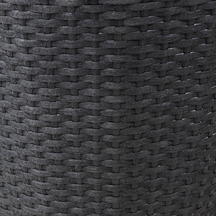 Round Polyrattan Indoor Planters - Black