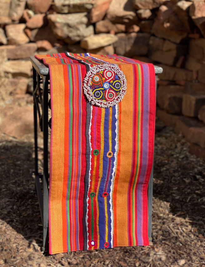 Runner made with Guatemalan textile 11"x36"