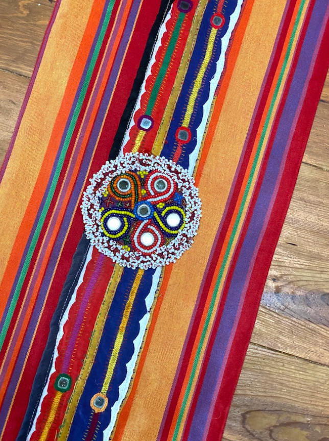 Runner made with Guatemalan textile 11"x36"