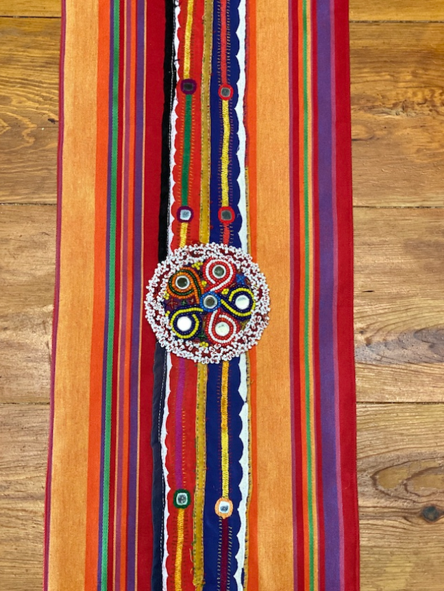Runner made with Guatemalan textile 11"x36"