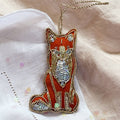 Rusty Red Fox Linen Fall Autumn Decor Ornament Handmade