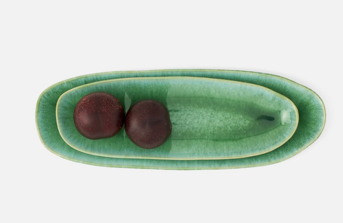 S/2 Eloise Serving Trays, Emerald Glaze