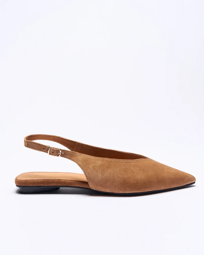 Sabine Leather Flat - Camel