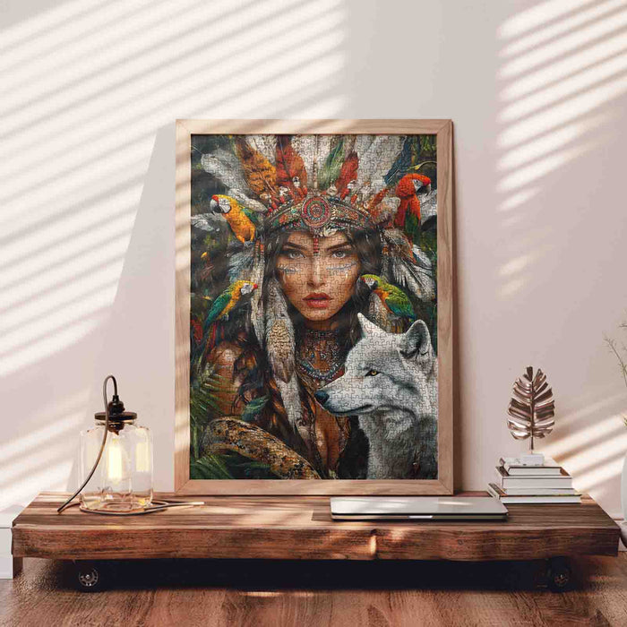 Sacred Feathers White Wolf Spirit Jigsaw Puzzle