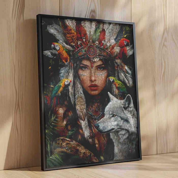 Sacred Feathers White Wolf Spirit Jigsaw Puzzle