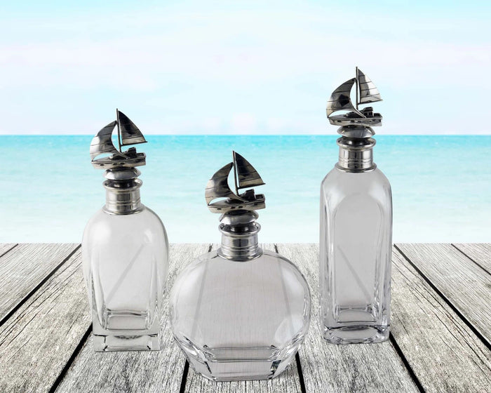 Sailing Sea Whiskey Decanter Set - Coastal Compass Home Decor