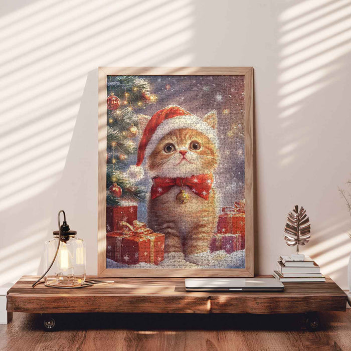 Santa Kitten by Christmas Tree Jigsaw Puzzle