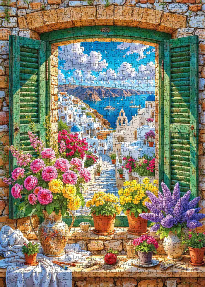 Santorini Window View Jigsaw Puzzle