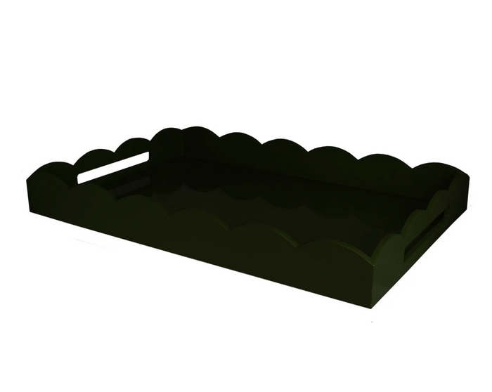 Scalloped Black Ottoman Tray