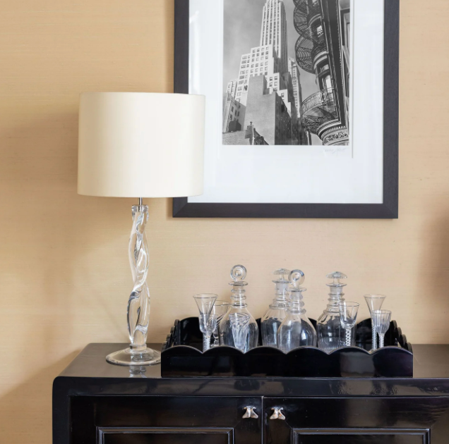 Scalloped Black Ottoman Tray
