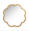 Scalloped rattan mirror