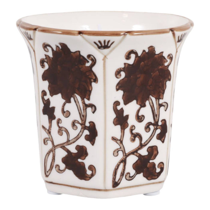 Scented Candle - Lavender Verbena Brown Ceramic Fluted, 6 Oz