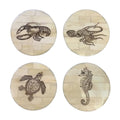 Sea Life Scrimshaw Bone Coasters (Set of 4) | Barware