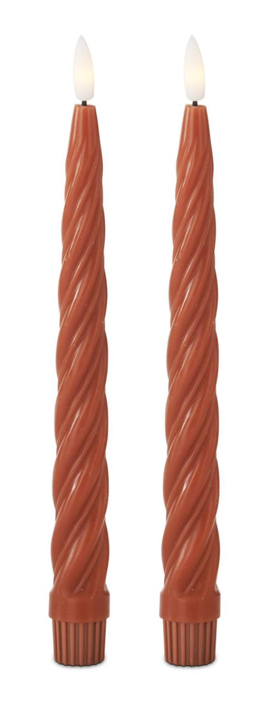 Set of 2 LED narrow spiral candles
