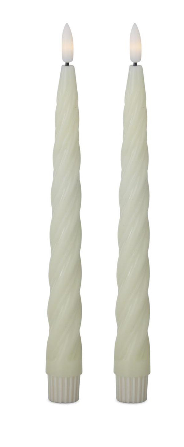Set of 2 LED narrow spiral candles