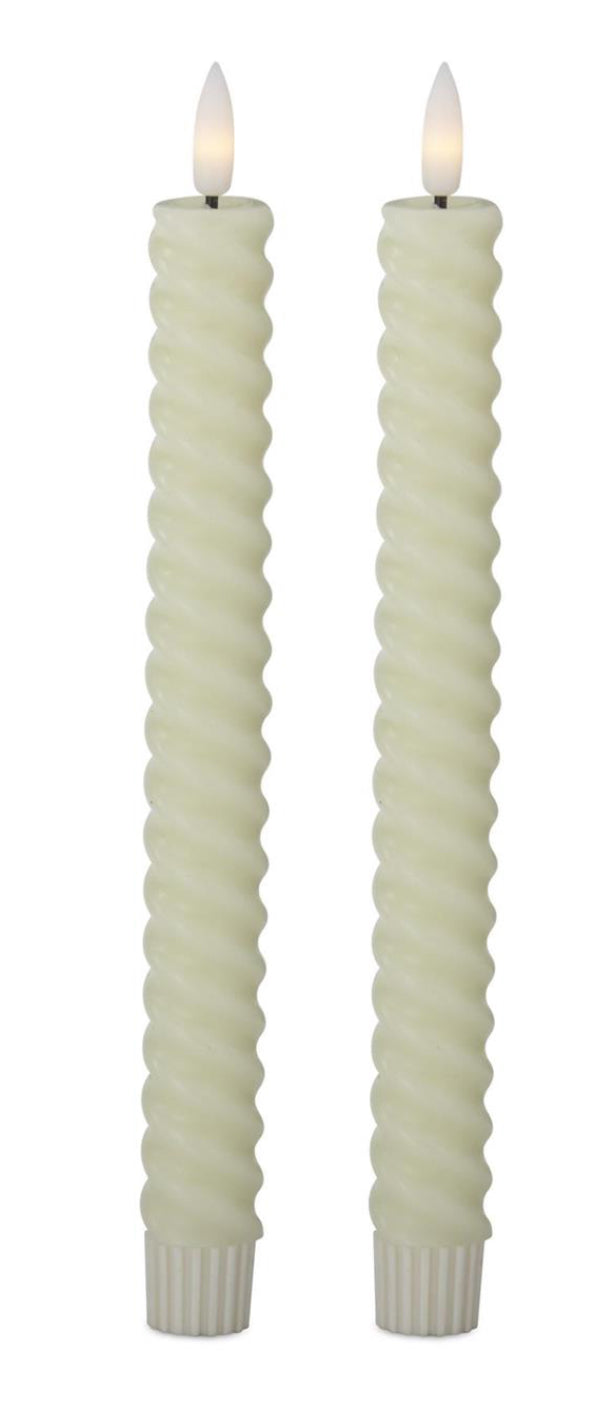 Set of 2 LED wide spiral candles