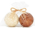 Set of 2 natural and orange rope balls