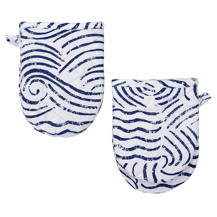 Shore Waves Mini Oven Mitt • Coastal Compass Home Decor