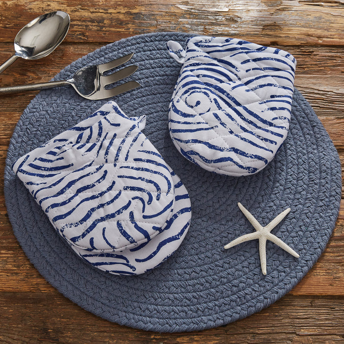 Shore Waves Mini Oven Mitt • Coastal Compass Home Decor