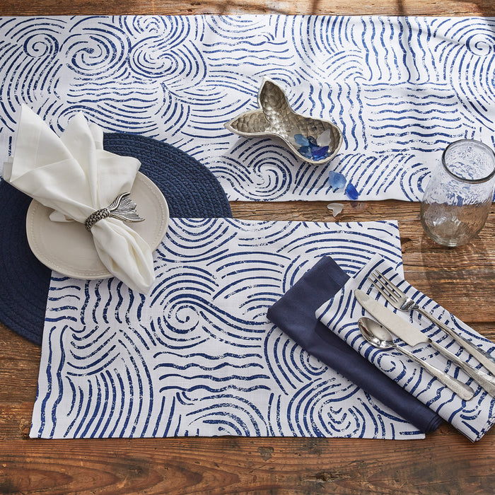 Shore Waves Table Linen Set • Coastal Compass Home Decor