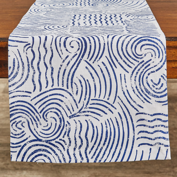 Shore Waves Table Runner • Coastal Compass Home Decor