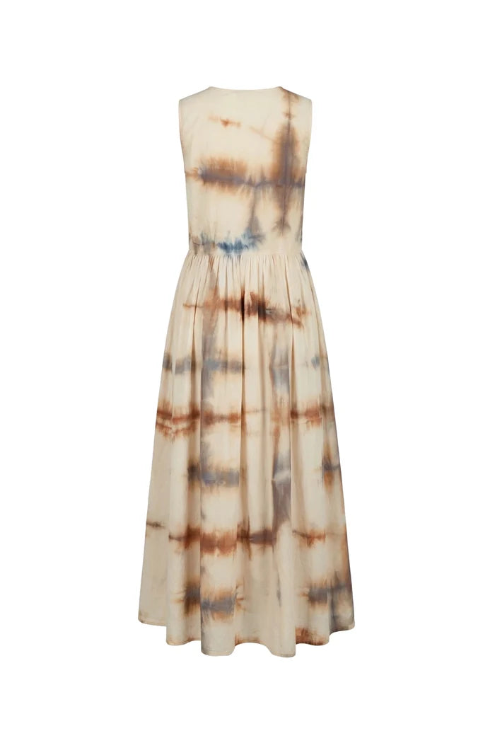 Silk Cotton Tank Maxi Dress - Sand Check