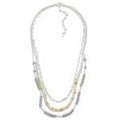 Silver Layered Chain Link Necklace Featuring Glass Beads
