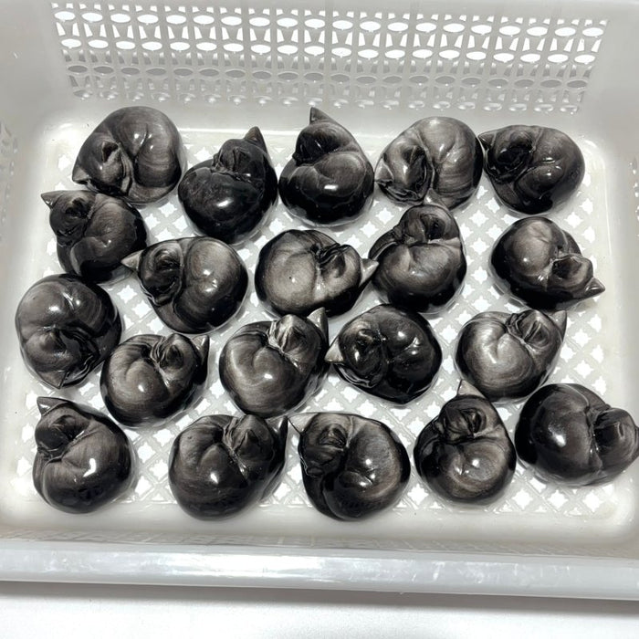 Silver Sheen Obsidian Sleeping Cat Carving Wholesale -Wholesale Crystals