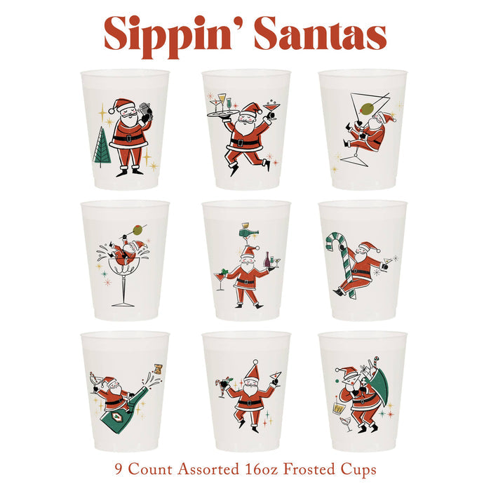 Sippin' Santas Frosted Cups / 9 Cups - Christmas