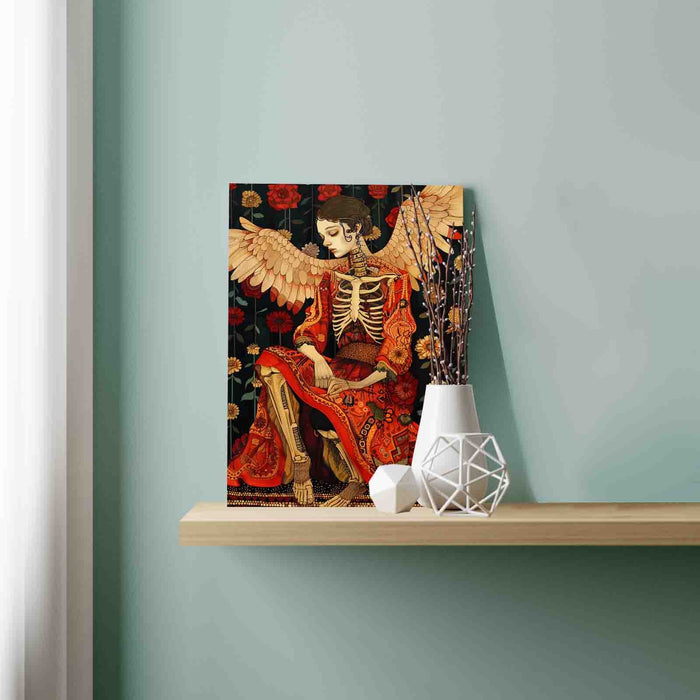 Skeleton Angel in Red Robe Paint by Numbers