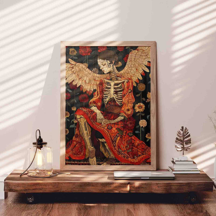 Skeleton Angel with Floral Robe Jigsaw Puzzle