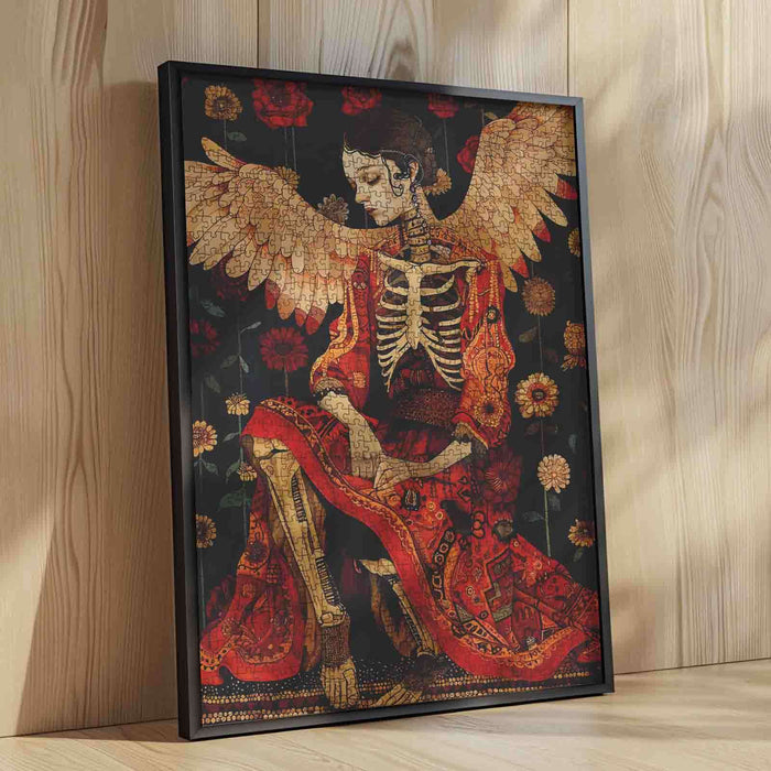Skeleton Angel with Floral Robe Jigsaw Puzzle