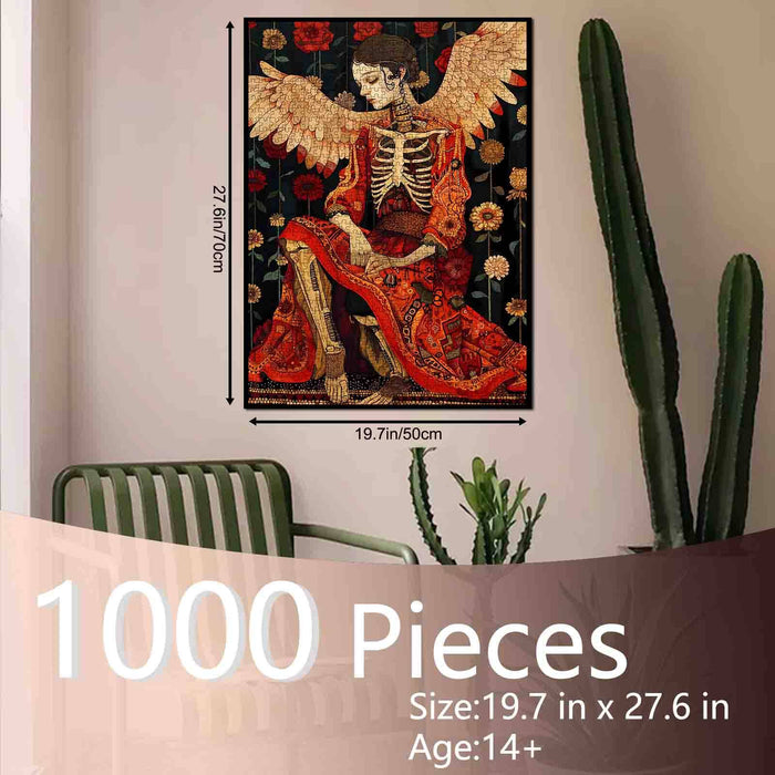 Skeleton Angel with Floral Robe Jigsaw Puzzle