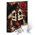 Skeleton Lovers with Roses Paint by Numbers