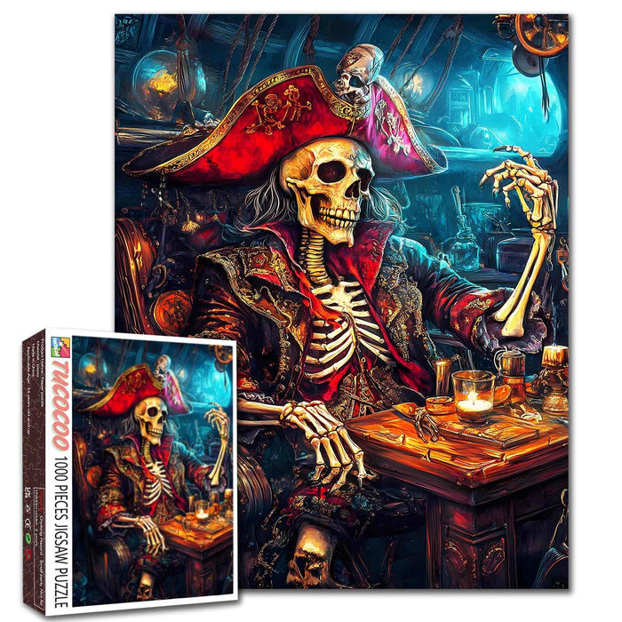 Skeleton Pirate Captain Treasure Cabin Jigsaw Puzzle