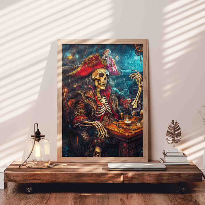 Skeleton Pirate Captain Treasure Cabin Jigsaw Puzzle
