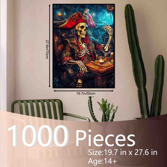 Skeleton Pirate Captain Treasure Cabin Jigsaw Puzzle