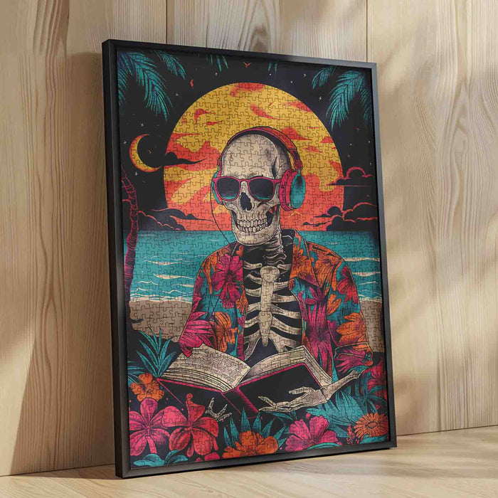 Skeleton Sunset Beach Vibes Jigsaw Puzzle