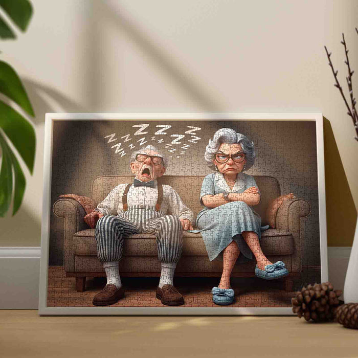 Sleepy Grandpa and Grumpy Grandma Jigsaw Puzzle