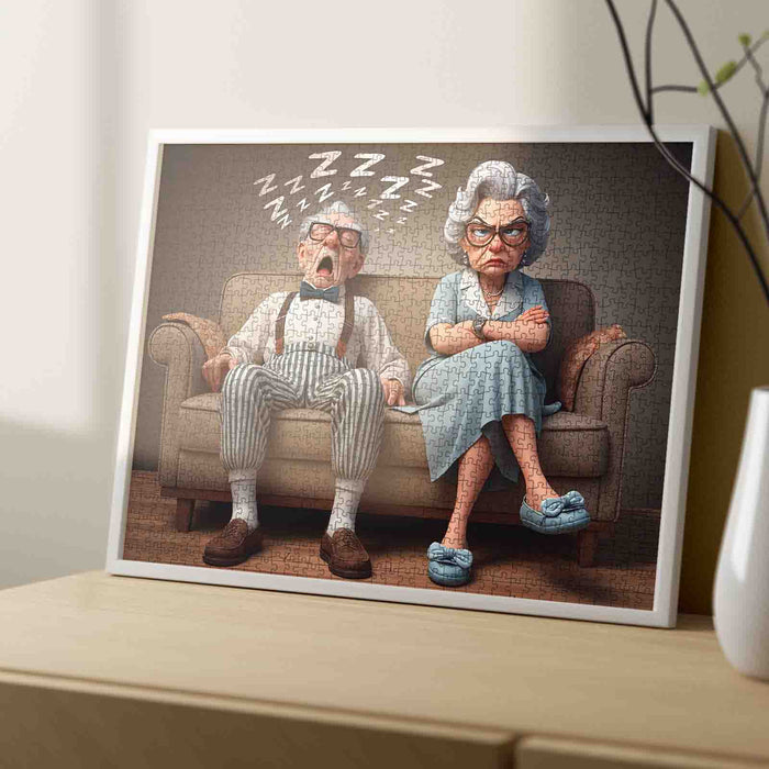 Sleepy Grandpa and Grumpy Grandma Jigsaw Puzzle