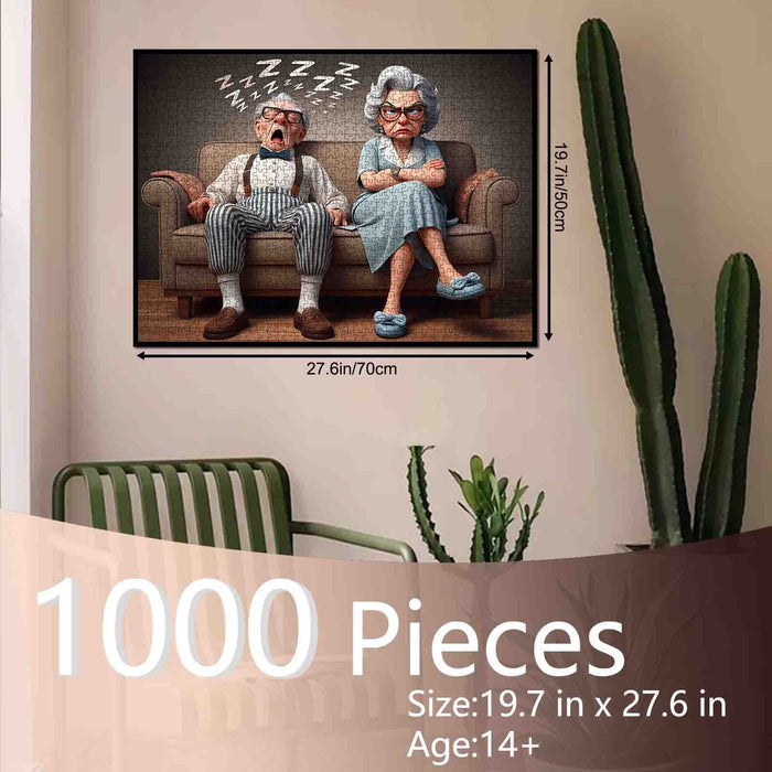Sleepy Grandpa and Grumpy Grandma Jigsaw Puzzle