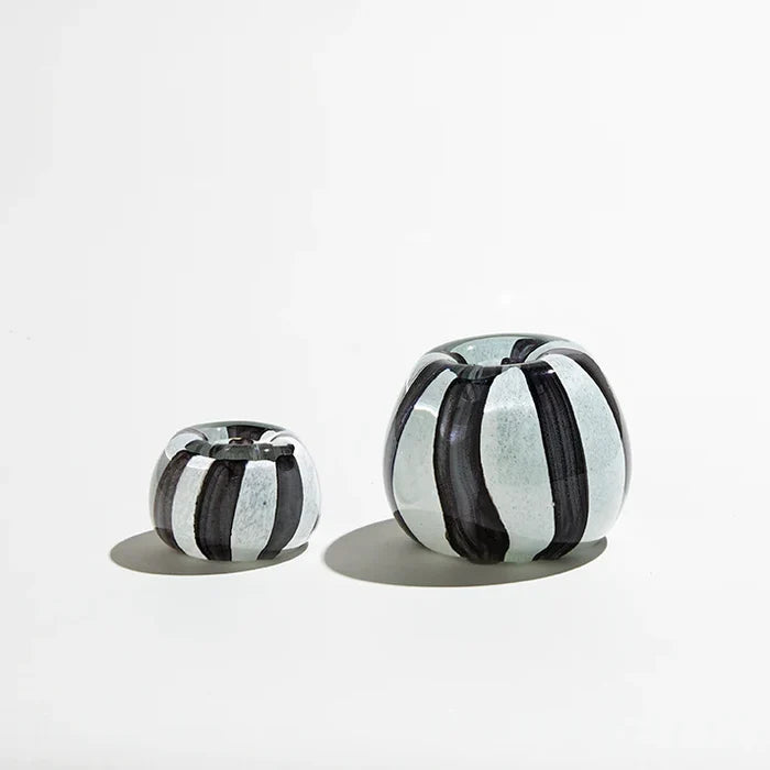 Small Candy Candlestick Holder - Black / White