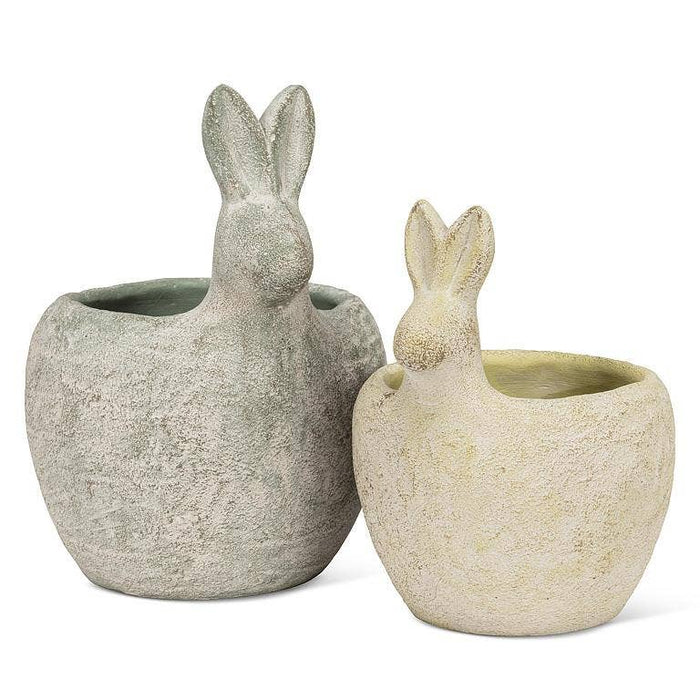 Small Planter with Rabbit Head-Yellow-5.5"H