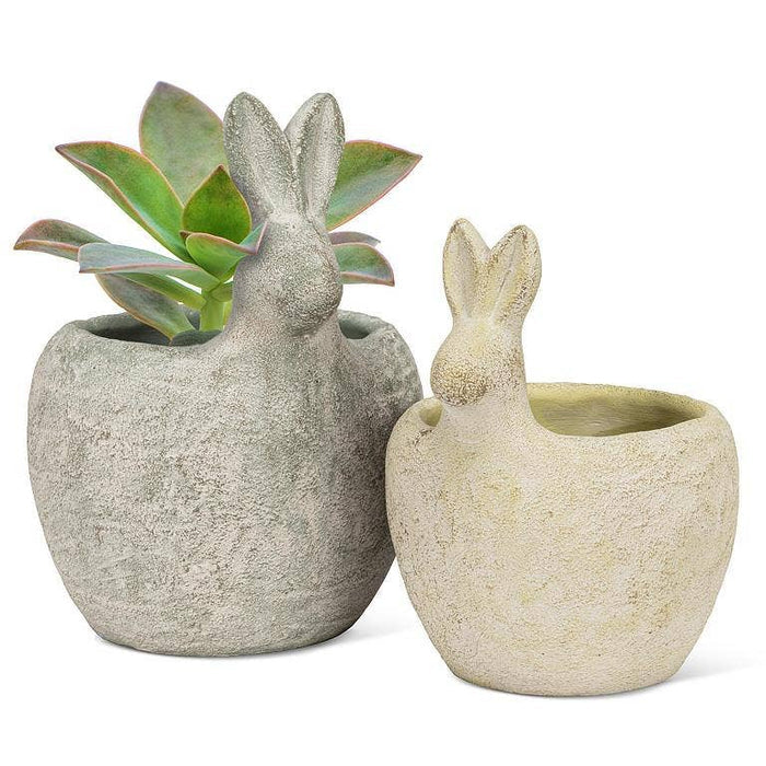 Small Planter with Rabbit Head-Yellow-5.5"H