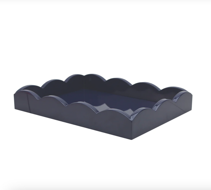 Small Scalloped Serving Tray, Navy