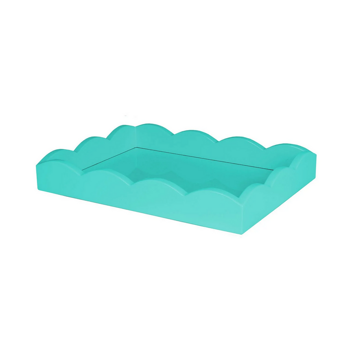 Small Scalloped Serving Tray, Turquoise