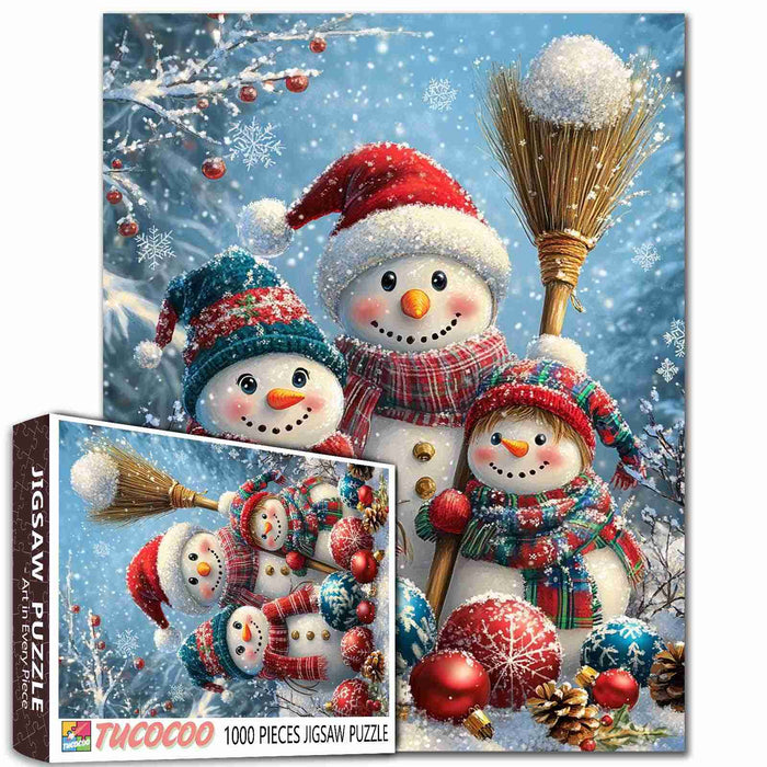 Snowman Family Gathering Jigsaw Puzzle