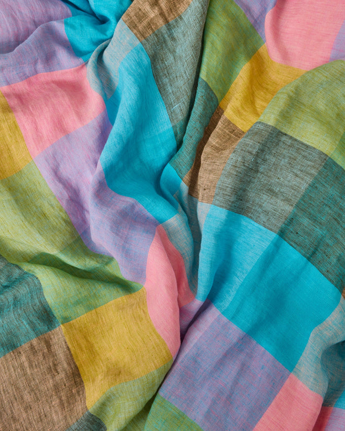 Sorbet Tartan Linen Fitted Sheet